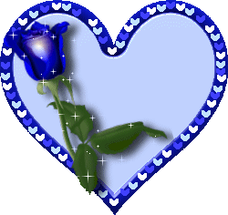 Gif animé coeur et rose bleue